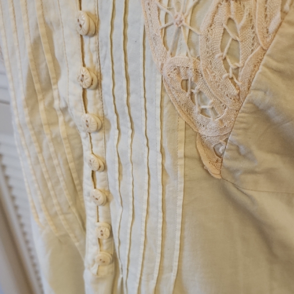 The Territory Ahead Cream Midi Dress with V-Neck and Airy Cotton Fabric - Picture 6 of 13